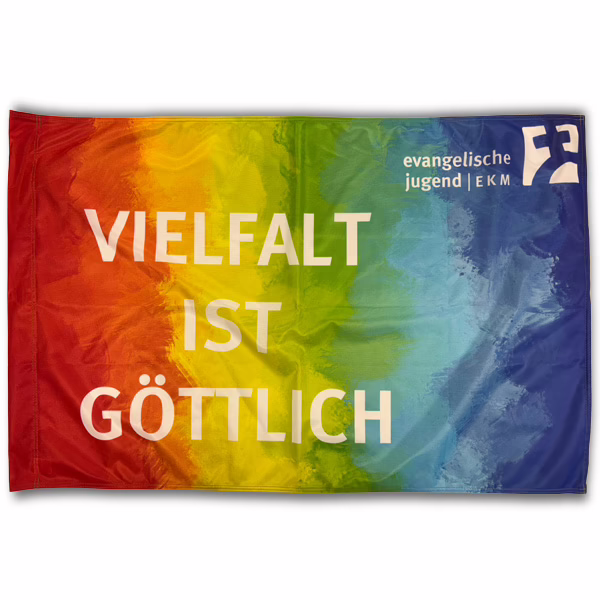Kleinfahne „Vielfalt ist göttlich“ (90 × 60 cm)